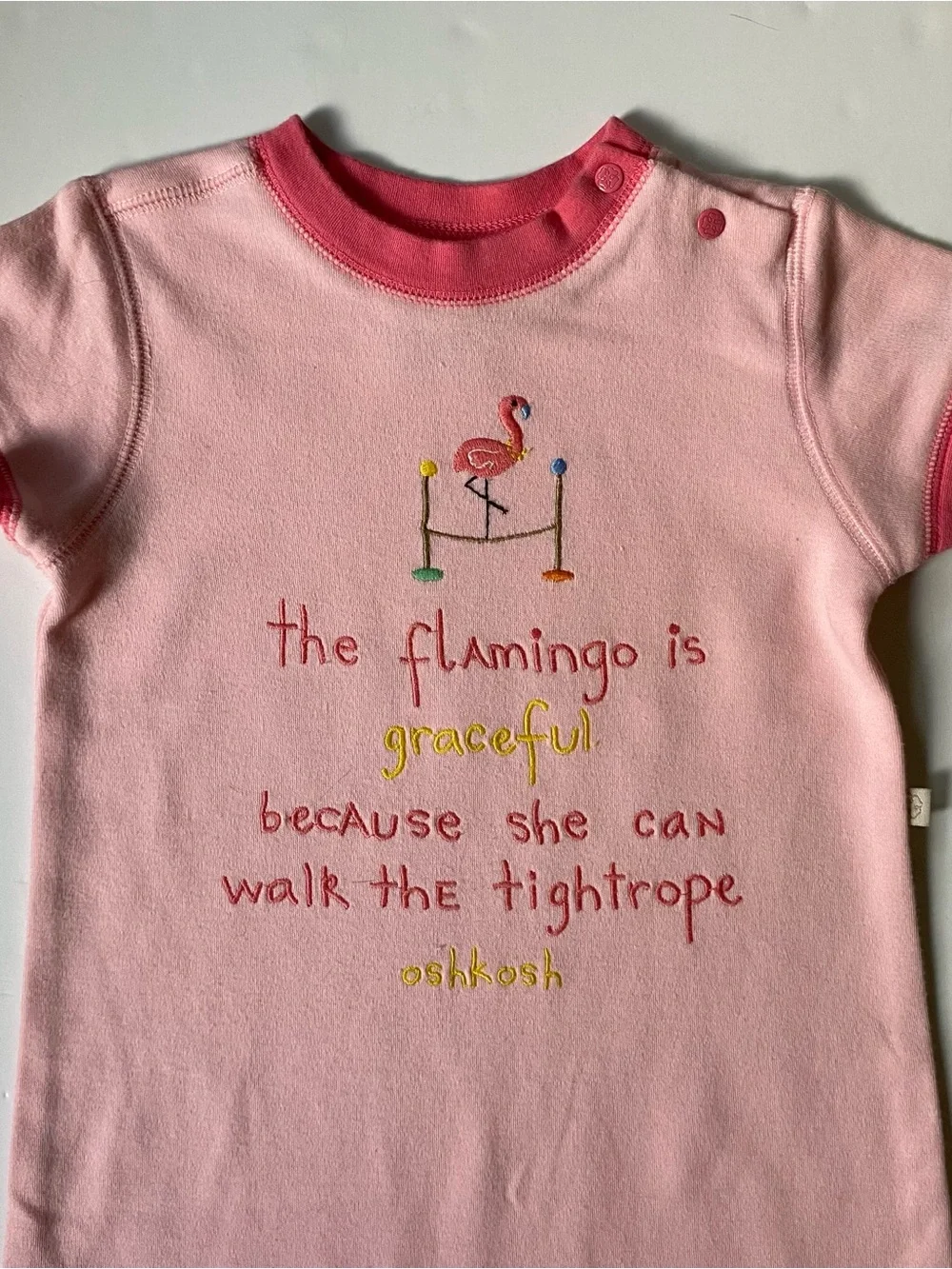 Oshkosh Baby B’Gosh Romper Size 12 Months Pink One Piece Flamingos 100% Cotton